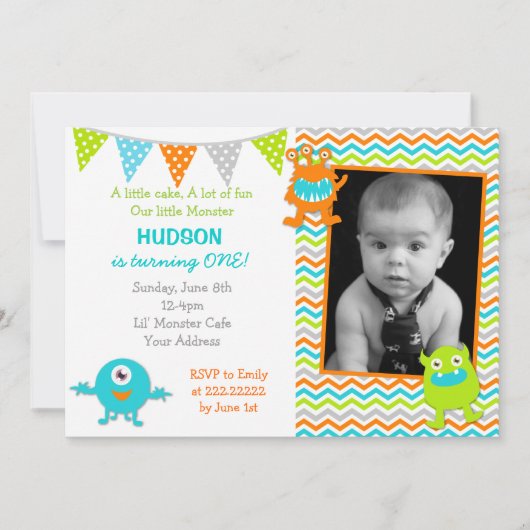 Monster Birthday Party Invitations Kaart (Voorkant)