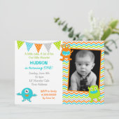 Monster Birthday Party Invitations Kaart (Staand voorkant)
