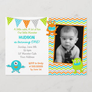Monster Birthday Party Invitations Kaart