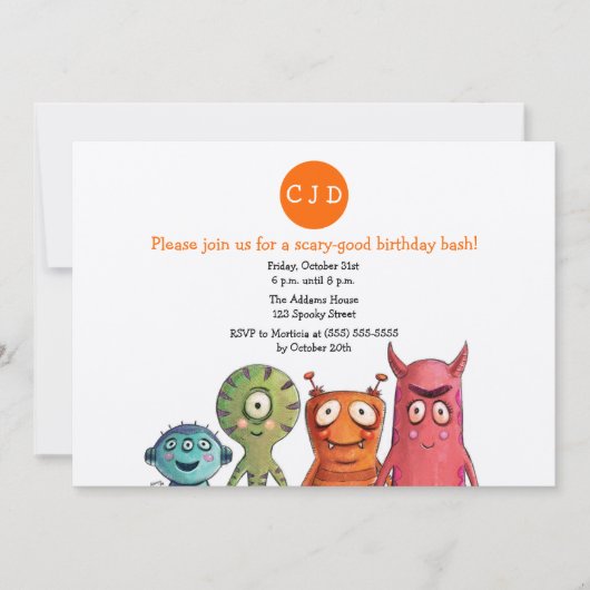 Monster Birthday Party Invitations Kaart (Voorkant)