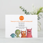 Monster Birthday Party Invitations Kaart (Staand voorkant)