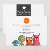 Monster Birthday Party Invitations Kaart (Voorkant / Achterkant)