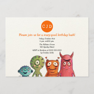 Monster Birthday Party Invitations Kaart