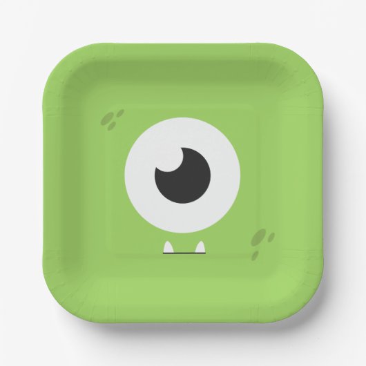 Monster Birthday Party Papieren Bordje (Voorkant)