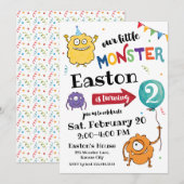Monster Birthday Uitnodiging (Voorkant / Achterkant)