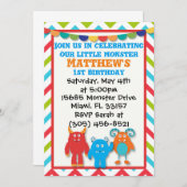 Monster Birthday Uitnodiging (Voorkant / Achterkant)