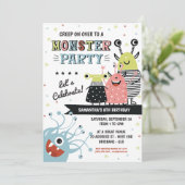 Monster Birthday Uitnodiging (Staand voorkant)