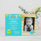Monster Birthday-uitnodigingen Kaart (Staand voorkant)