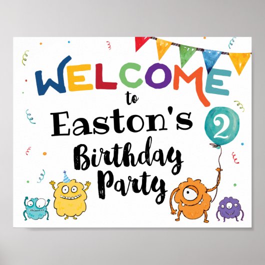 Monster Birthday Welkomstteken Poster (Voorkant)