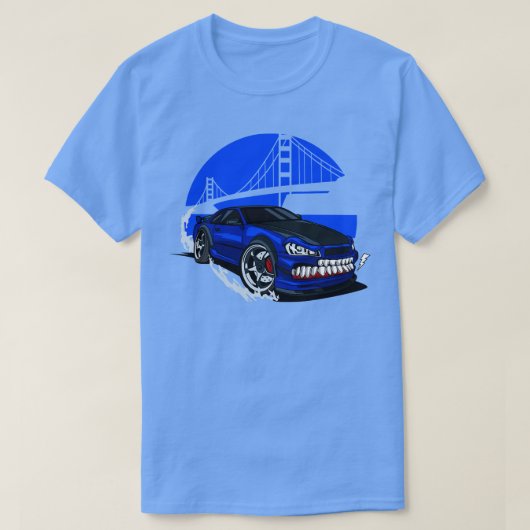 Monster blauw Drift auto T-shirt (Design voorkant)
