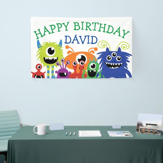 Monster Boy Birthday Party Little Monsters Spandoek (Beurs)