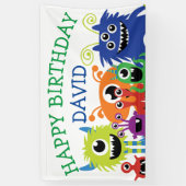 Monster Boy Birthday Party Little Monsters Spandoek (Verticaal)