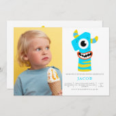 Monster Boys 1e verjaardag Foto Kaart (Voorkant / Achterkant)