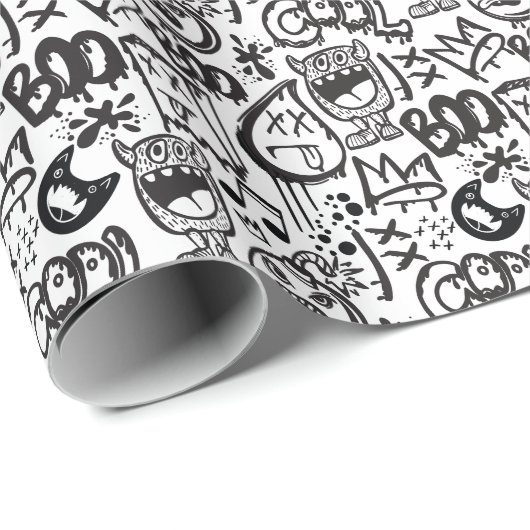 Monster Boys: Hand getrokken patroon Cadeaupapier (Rol Hoek)