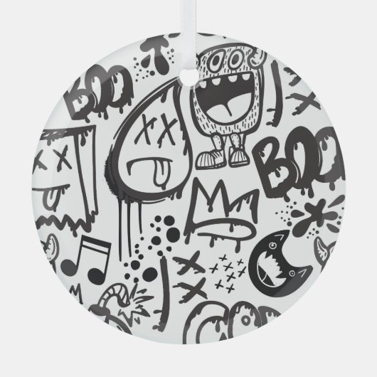 Monster Boys: Hand getrokken patroon Glas Ornament (Voorkant)