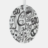 Monster Boys: Hand getrokken patroon Glas Ornament (Voorkant Rechts)