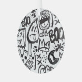 Monster Boys: Hand getrokken patroon Glas Ornament (Voorkant links)