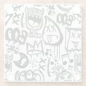 Monster Boys: Hand getrokken patroon Glazen Onderzetter (Achterkant)