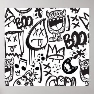 Monster Boys: Hand getrokken patroon Poster