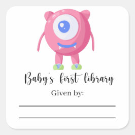 Monster - Cadeau baby borrel sticker, boeken voor  Vierkante Sticker