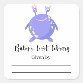 Monster - Cadeauboek Baby Shower, boeken voor baby Vierkante Sticker