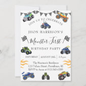 Monster Car Kids Verjaardagsfeest Kaart (Voorkant)