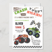 Monster Car Truck Kids Verjaardag Magnetische Kaar Magnetische Uitnodiging (Voorkant)