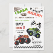 Monster Car Truck Kids Verjaardag Uitnodiging Kaar (Voorkant)