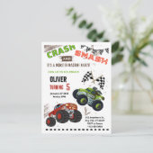 Monster Car Truck Kind Verjaardagsfeest Briefkaart (Staand voorkant)