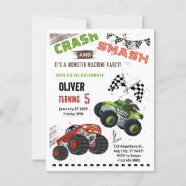 Monster Car Truck Kinderverjaardagsfeest Kaart