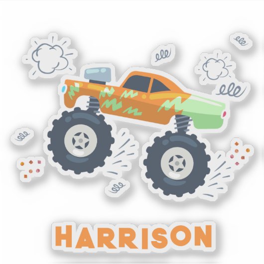 Monster Car Trucks Persoonlijke naam Sticker (Voorkant)