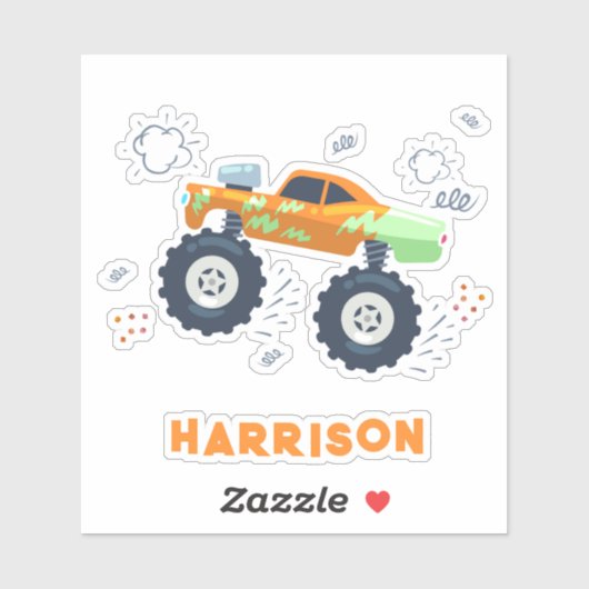 Monster Car Trucks Persoonlijke naam Sticker (Vel)