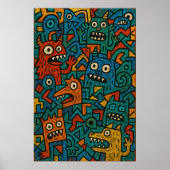 Monster Chaos Fun Artsy Wall Poster Print (Voorkant)