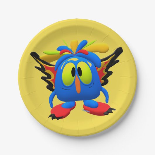 Monster Character Owl Bird Animated Dinner Bord (Voorkant)