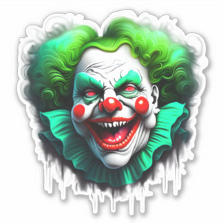 Monster Clown Groen Grafisch Haar Die-cut Sticker