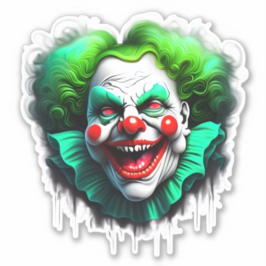 Monster Clown Groen Grafisch Haar Die-cut Sticker (Voorkant)