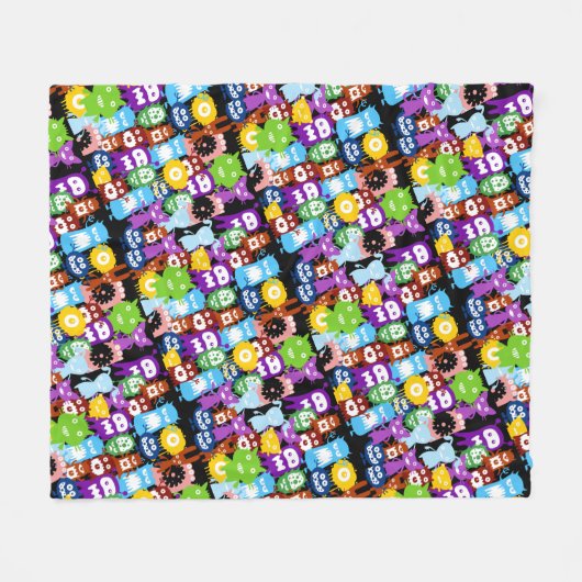 Monster Collage Fleece Blanket (Voorkant (Horizontaal))