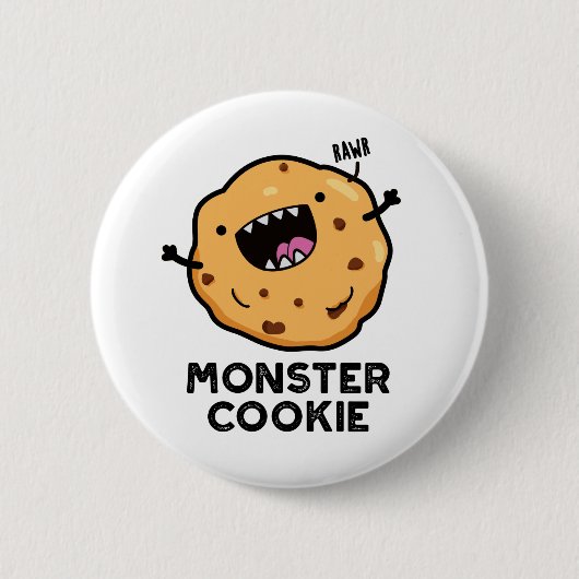 Monster Cookie Funny Food Pun Ronde Button 5,7 Cm (Voorkant)