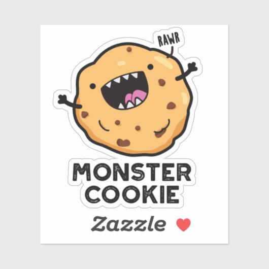 Monster Cookie Funny Food Pun Sticker (Vel)