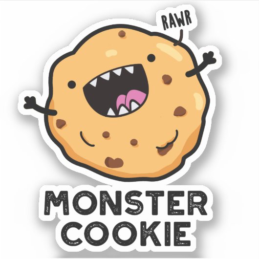Monster Cookie Funny Food Pun Sticker (Voorkant)