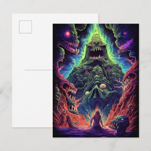 Monster Creature Horror Art Briefkaart (Voorkant / Achterkant)