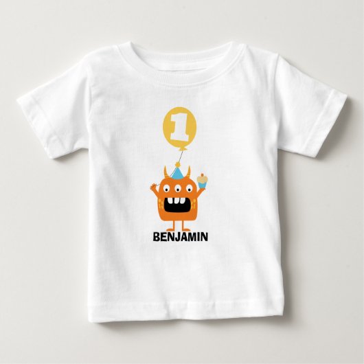 Monster Cupcake Ballon 1e Verjaardag T-shirt (Voorkant)