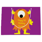 Monster Cute Funny 1st Birthday Party Thema Groot Cadeauzakje (Voorkant)