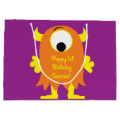 Monster Cute Funny 1st Birthday Party Thema Groot Cadeauzakje (Achterkant)