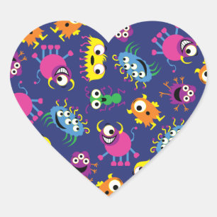 Monster Cute Funny 1st Birthday Party Thema Hart Sticker