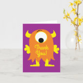 Monster Cute Funny 1st Birthday Party Thema Kaart (Gele Bloem)