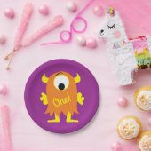 Monster Cute Funny 1st Birthday Party Thema Papieren Bordje (Feest)