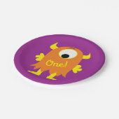 Monster Cute Funny 1st Birthday Party Thema Papieren Bordje (Gekanteld)