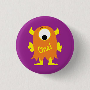 Monster Cute Funny 1st Birthday Party Thema Ronde Button 3,2 Cm