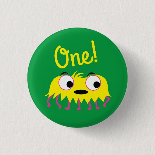 Monster Cute Funny 1st Birthday Party Thema Ronde Button 3,2 Cm (Voorkant)